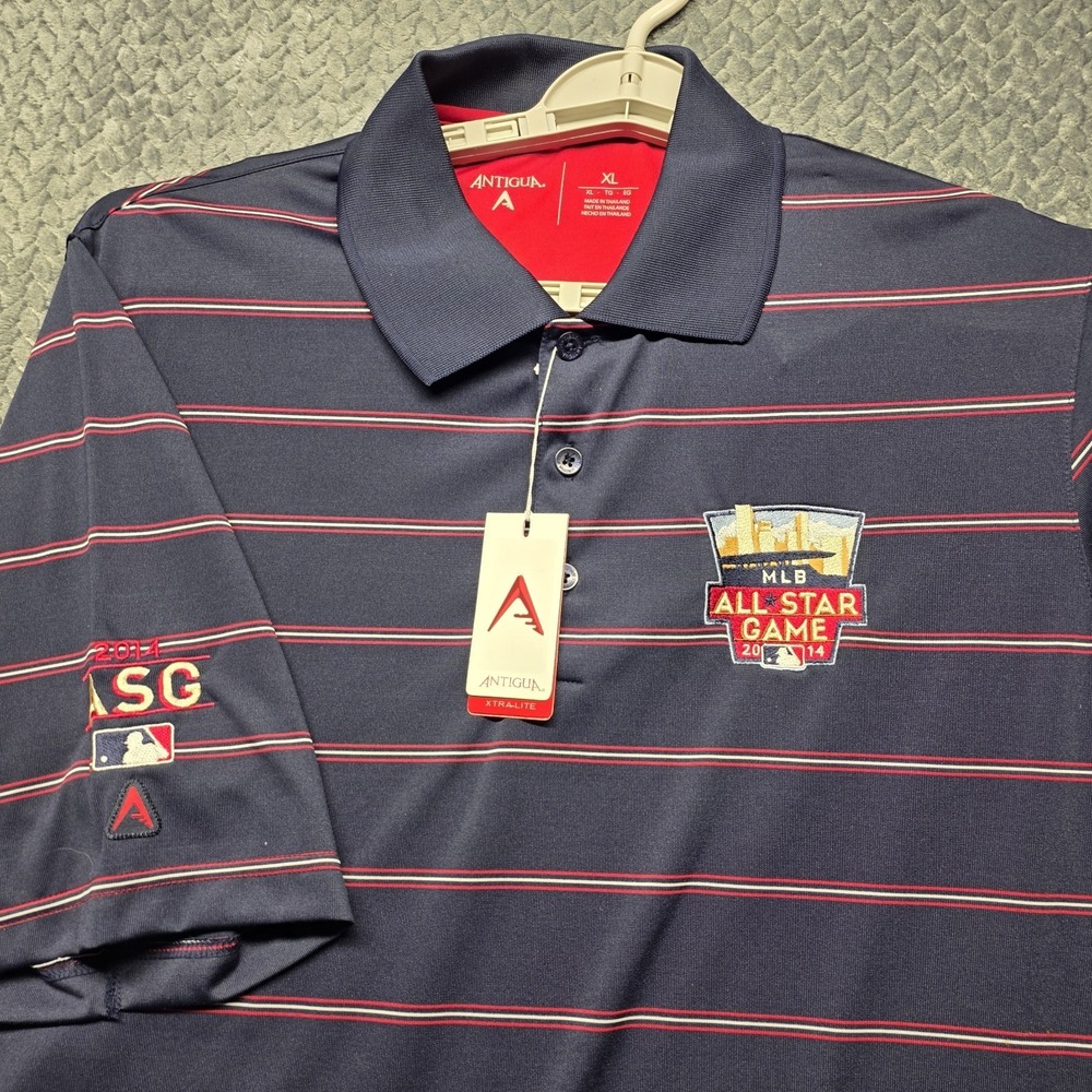Antigua MLB All-Star Game 2014 Polo Shirt Men's XL‎ Navy Red White Striped NWT